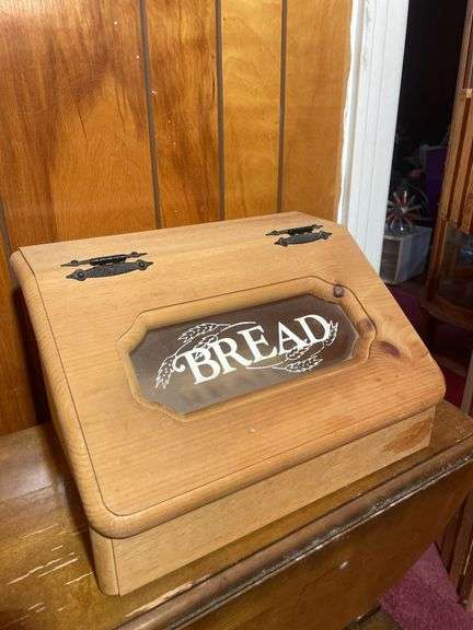 Dropleaf stand, bookshelf, bread box, and small stand