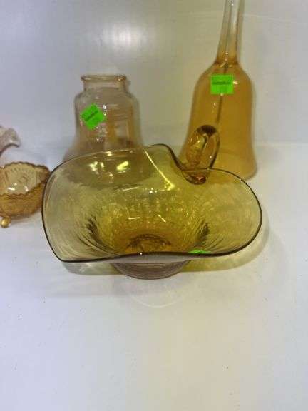 Assortment of Amber Colored Glassware