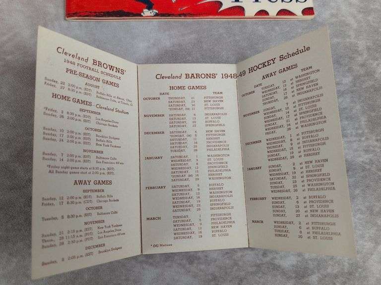 1948 Sept. 3rd Cleveland Browns Program vs L.A. Dons & 1948 Browns & Barons Schedule
