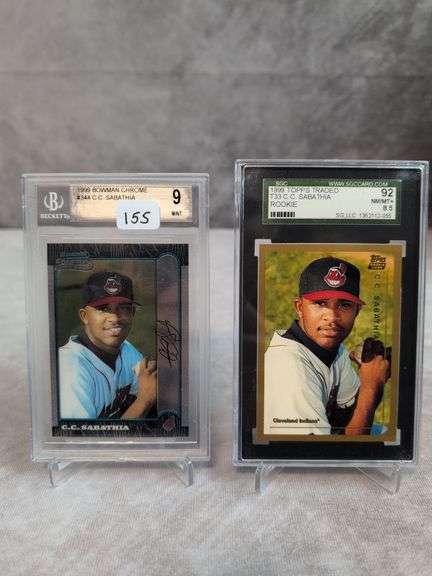 C.C. Sabathia Graded Rookie Card lot Bowman Chrome 344 & Topps Traded T33