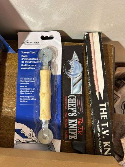 Precision crafted cutlery steak knives, roll’n cut screening tool, and other misc. knives