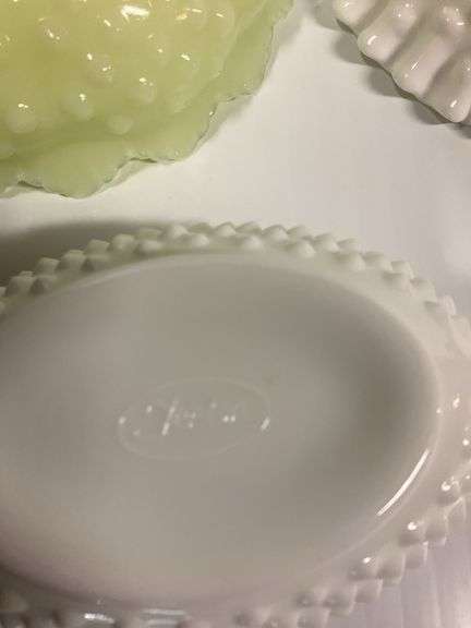 Fenton Hobnail Candle Holder, Fenton Mil Glass Pedestal Dish, Fenton Hobnail Sugar Bowl