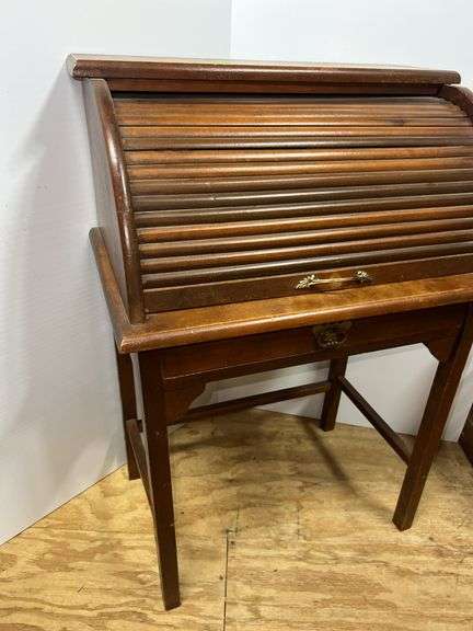 Vintage Wooden Roll Top Bread Box