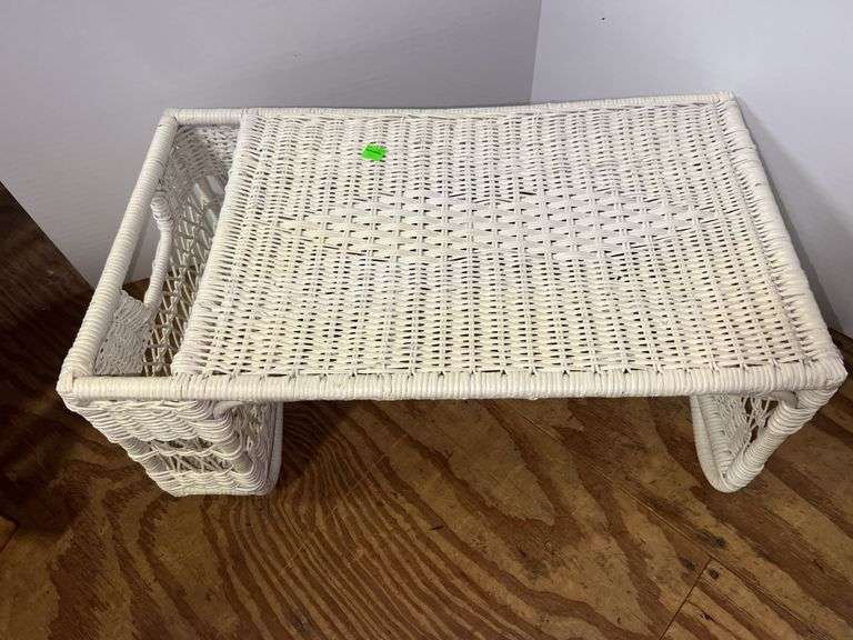 White Wicker Nightstand and Side Table