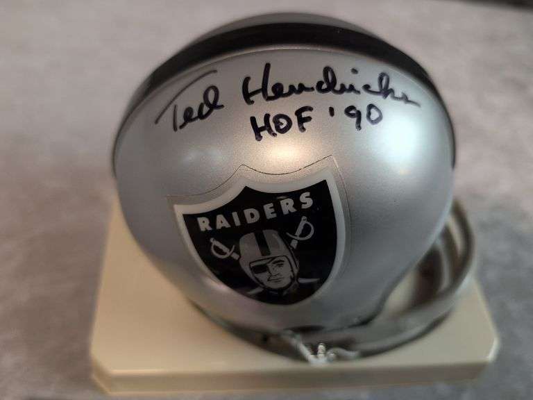 Ted Hendricks Signed Oakland Raiders Mini Throwback Helmet - JSA