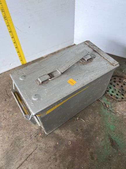 Silver Metal Ammo Box w/ Chain and Hooks