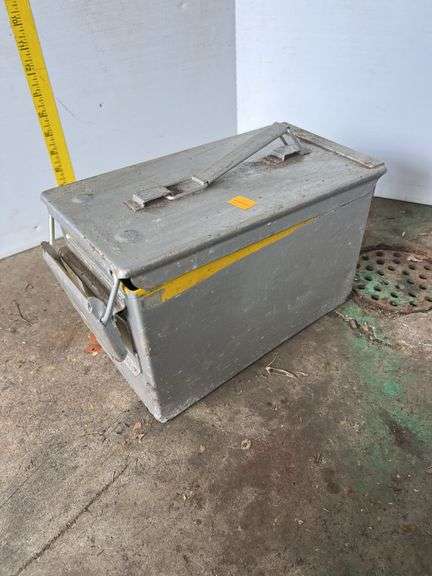 Silver Metal Ammo Box w/ Chain and Hooks