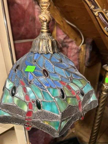 Vintage Tiffany Style Twisted Stain Glass Floor Lamp