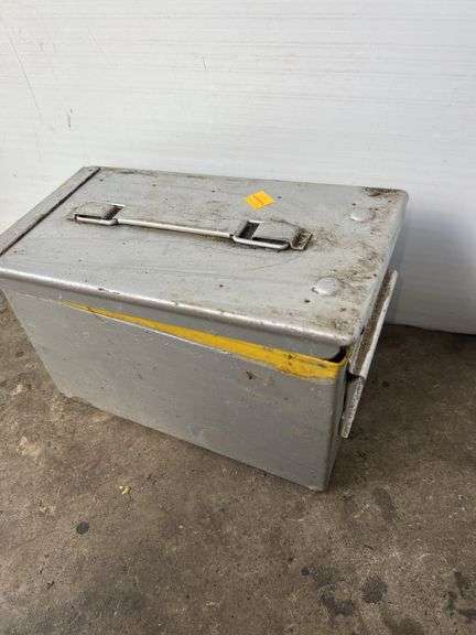 Silver Metal Ammo Crate w/ Chain and U-Hook