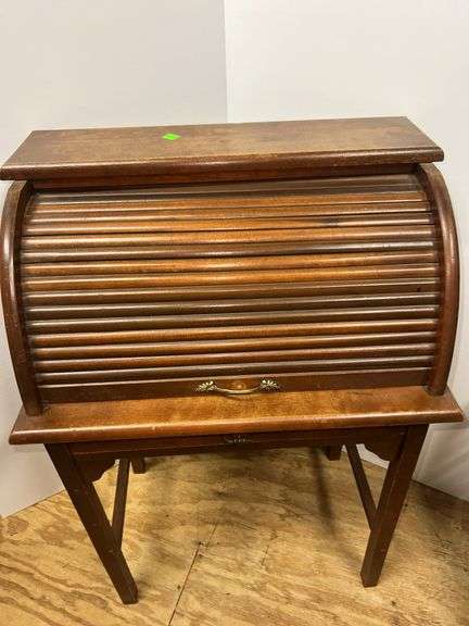 Vintage Wooden Roll Top Bread Box