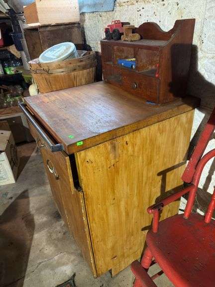 Wood Cabinet with Solid wood Top and contents
