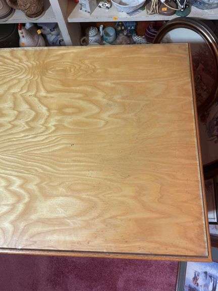 Wooden kneehole desk w/ glass top - 48x22x29