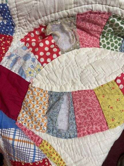 Assortment of mostly handmade quilts- some have missing pieces, tears and more