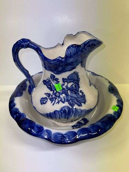 Blue Ironstone Pitcher and Basin