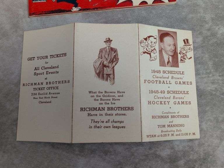 1948 Sept. 3rd Cleveland Browns Program vs L.A. Dons & 1948 Browns & Barons Schedule