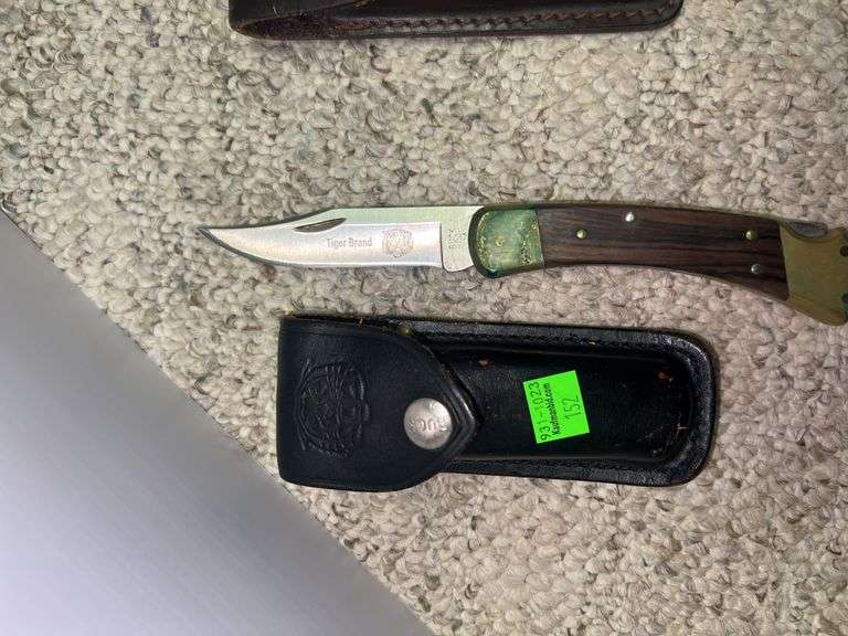 (2) Folding Knives w/ Leather Pouches