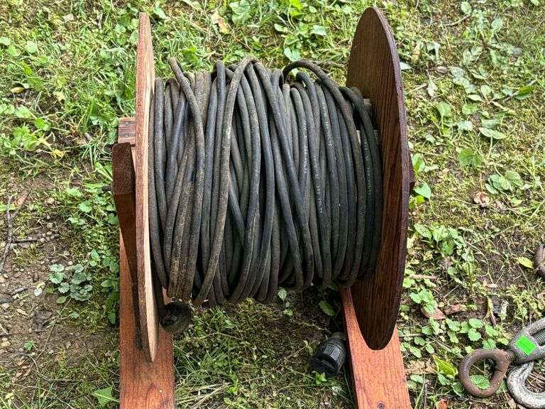 Wooden Spool of Extension Cable
