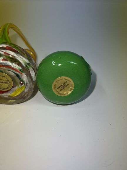 (2) West Virginia Handmade Glass Paper Weights