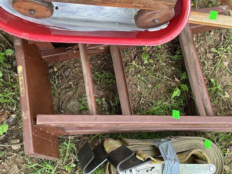 Mini Wheelbarrow, Wooden Cart, Step Stool and Ratchet Strap