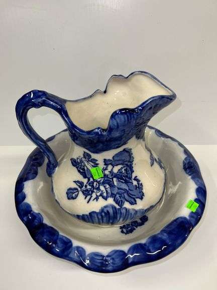 Blue Ironstone Pitcher and Basin