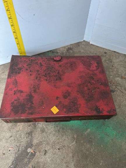 Red Metal Toolbox w/ Various Screws