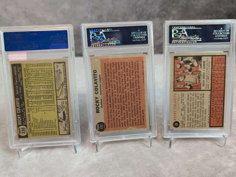 (3) Rocky Colavito PSA Graded & Cards from 1961 & 1962