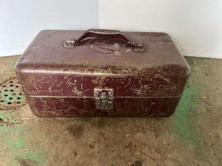 Purple Metal Toolbox w/ Contents