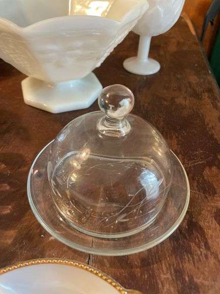 Dinner plates and platters, Lipton tea bottle, mugs, decorative glassware and more
