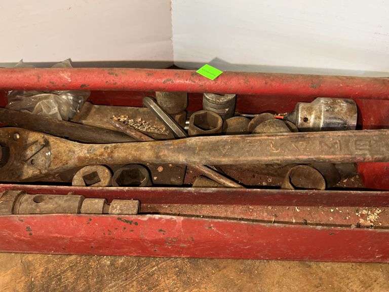 Red Metal Tool Box w/ Contents