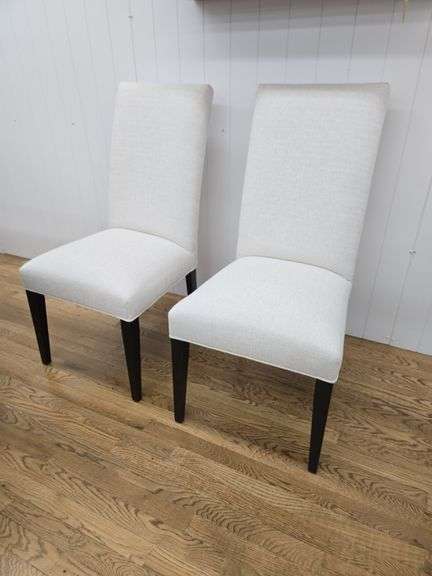 (2) Alcott upholstered dining chairs w/ straight backs- compatible w/ lot 15