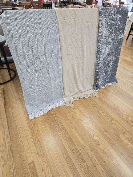 (3) decorative throw blankets