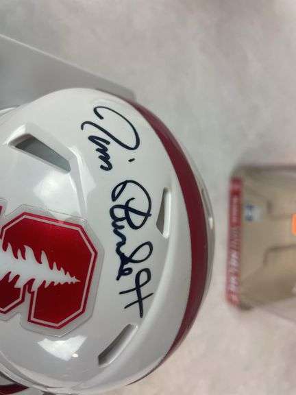 Jim Plunkett signed on a rare Stanford University mini helmet, Tri-Star cert