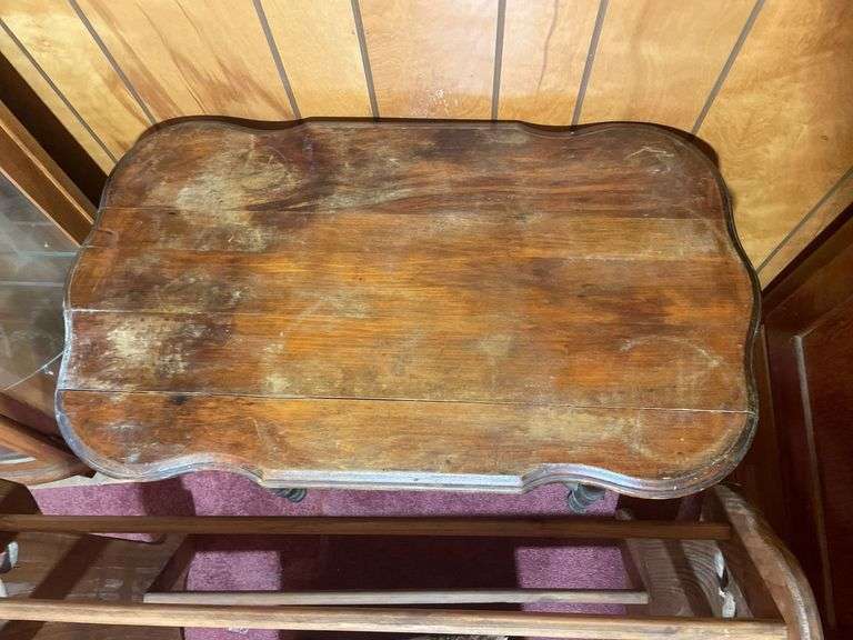 Wooden stand, quilt rack and sewing footstool