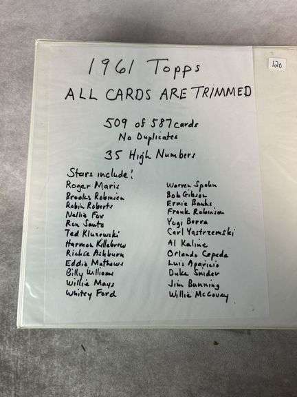 1961 Topps Baseball Cards - 509 of 587 w/ 35 High Numbers - All Cards Appear to be Trimmed