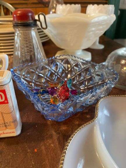 Dinner plates and platters, Lipton tea bottle, mugs, decorative glassware and more