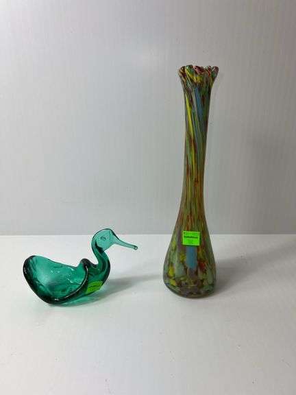 Decorative Vase, Basket, and Duck Bowl