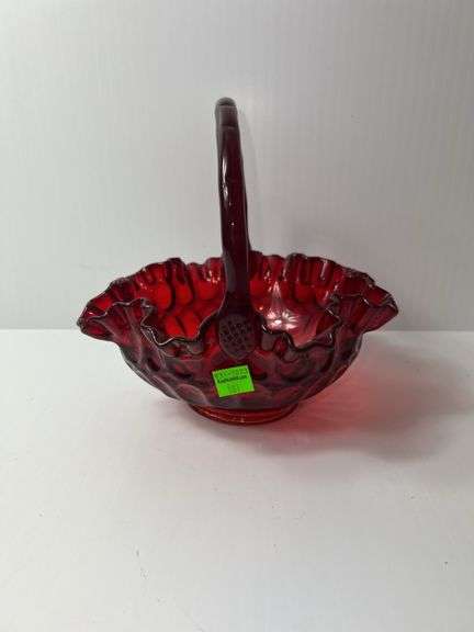 Ruby Red Glass Basket