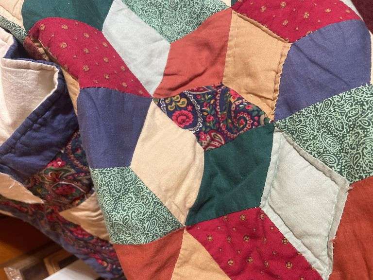 Assortment of mostly handmade quilts- some have missing pieces, tears and more