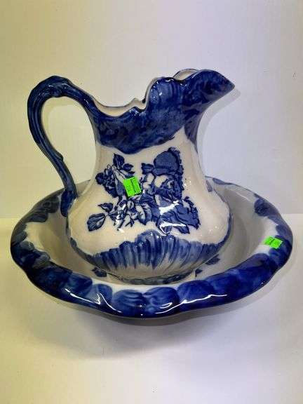 Blue Ironstone Pitcher and Basin