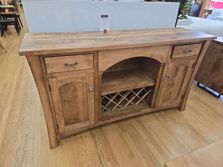 Delly Side Board w/ hand hewn top & wine rack- 68"x20"x38"