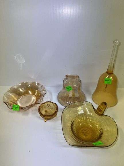 Assortment of Amber Colored Glassware