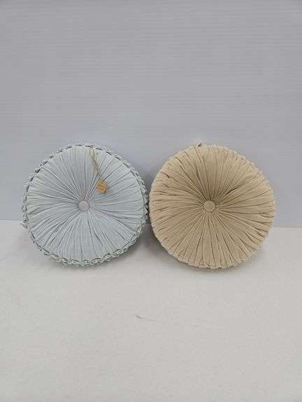 (2) round decorative pillows