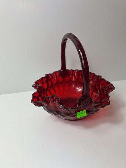 Ruby Red Glass Basket