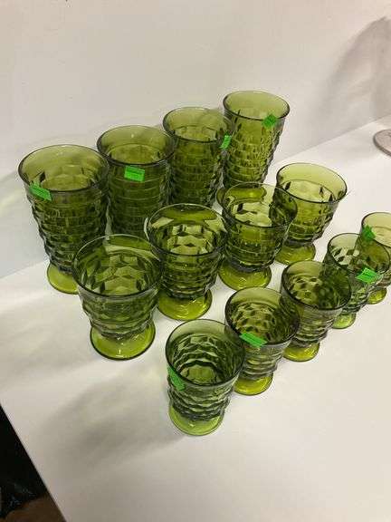 Vintage Indiana Glass Avocado Green Glass