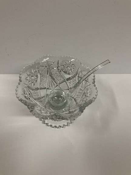 Vintage Glass Fruit Dish with Dipper