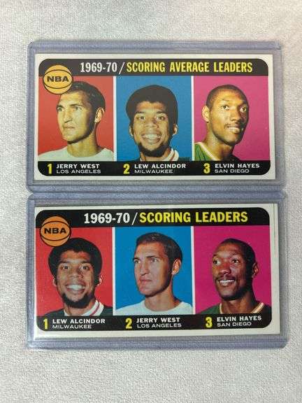 (4) 1970-71 Topps Basketball Leader Cards - West, Alcindor