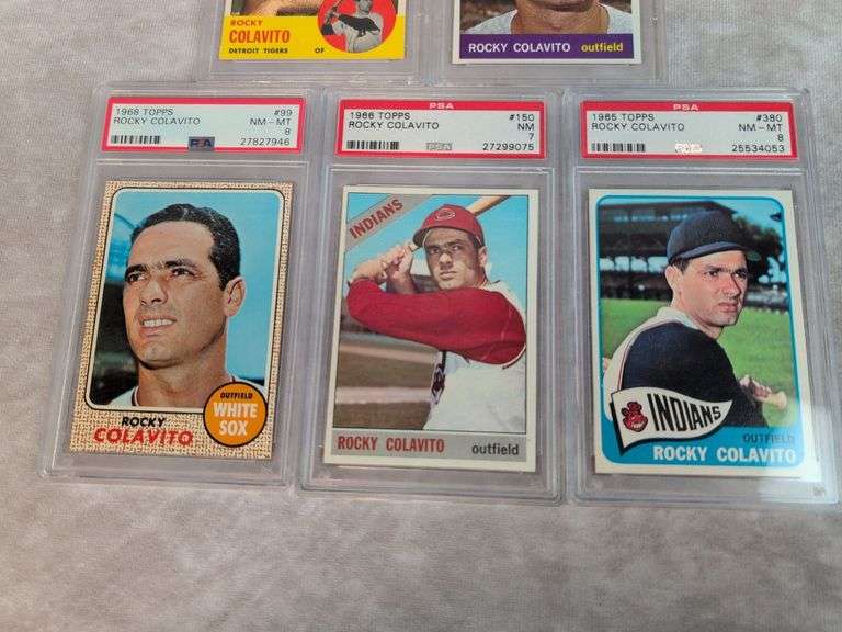 (5) Rocky Colavito PSA Graded Cards from the 60's - PSA 7's & 8's