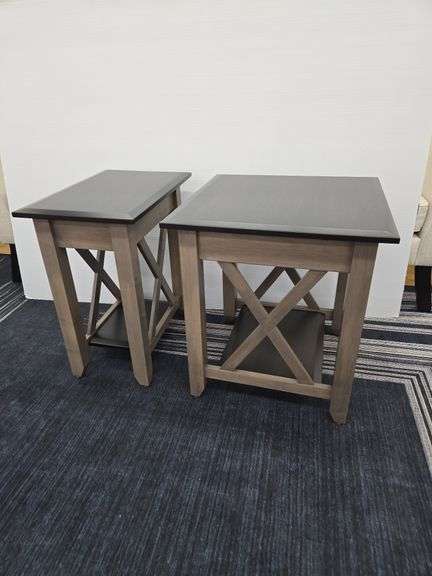 (2) Portland end tables- 22"x22"x24.5" & 22"x14"x24.5"- Brown Maple- matches lot 22