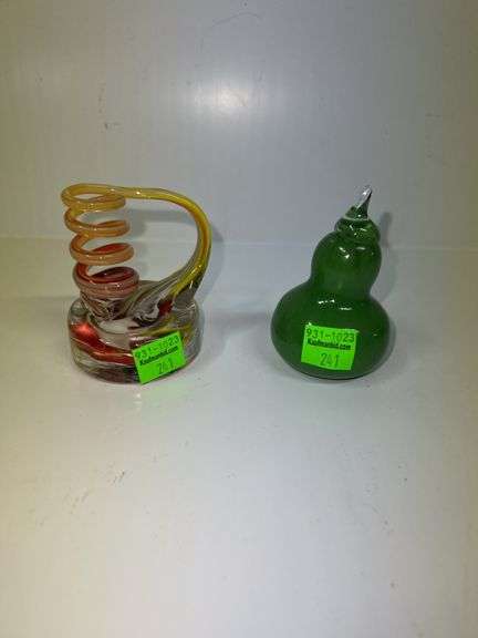 (2) West Virginia Handmade Glass Paper Weights