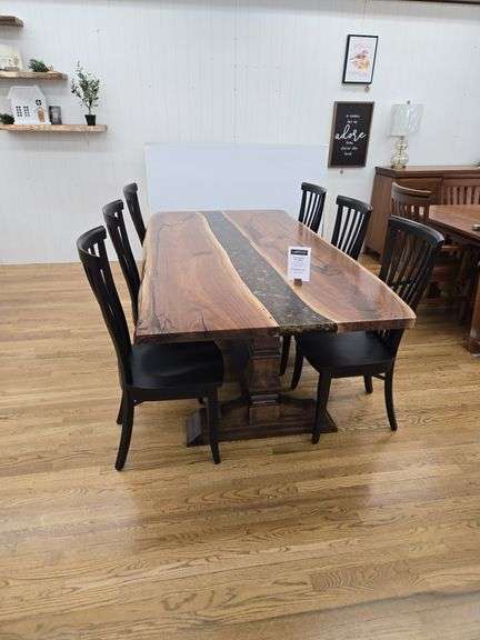 River Rock Dining Table w/ (6) Marshall side chairs